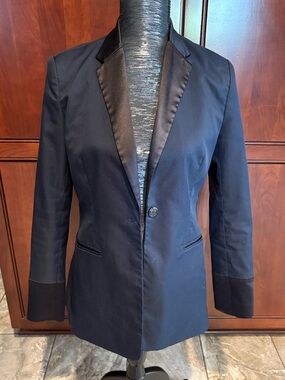 Estee Lauder Navy Blue Satin-Look Lining Jacket